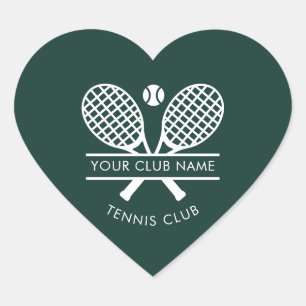 Sticker Cœur Nom personnalisé de club de sport Tennis Green