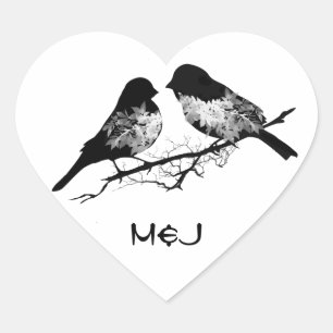 Sticker Cœur Nom personnalisé ou Inséparables monogrammes