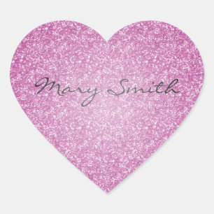 Sticker Cœur Nom personnalisé Parties scintillant rose