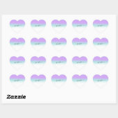 Sticker Cœur Nom Petite Entreprise Merci Violet Blu Ombre Paste (Feuille)