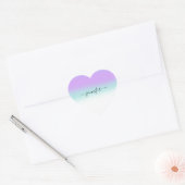 Sticker Cœur Nom Petite Entreprise Merci Violet Blu Ombre Paste (Enveloppe)