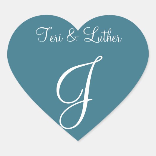 Sticker Cœur Noms bleus turquoises Initiales Invitation (Devant)