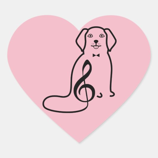STICKER CŒUR NOTE DE CHIEN ET DE MUSIQUE (Devant)