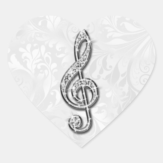 Sticker Cœur Note musicale diamant imprimée Floral Damask (Devant)