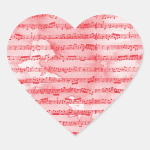 Sticker Cœur Notes musicales aquarelle