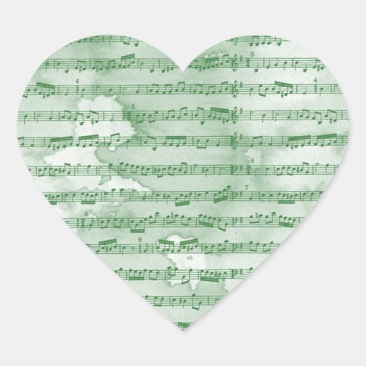 Sticker Cœur Notes musicales aquarelle (Devant)