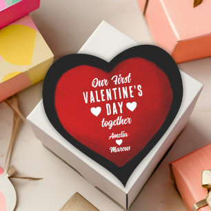 Sticker Cœur Notre première Saint-Valentin Ensemble Coeur rouge