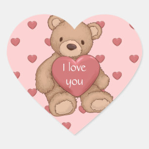 Sticker Cœur nounours doux
