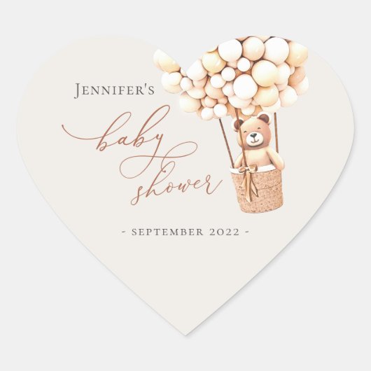 Sticker Cœur Nous pouvons à peine attendre ! Baby Shower (Devant)