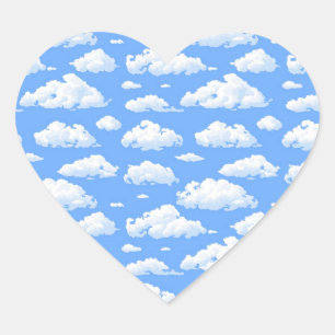 Sticker Cœur Nuages
