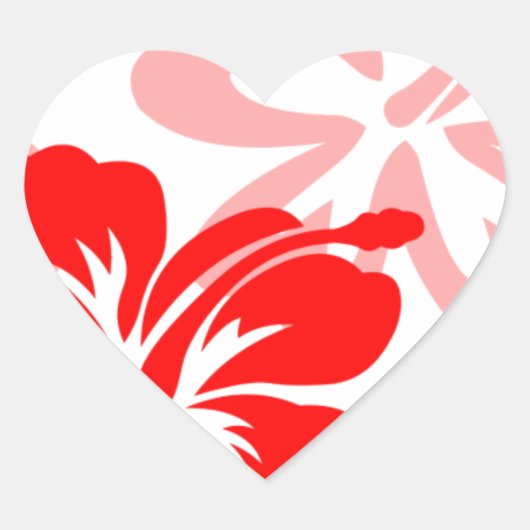 Sticker Cœur Nuances d'Hibiscus rouge (Devant)