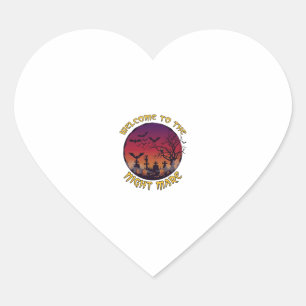 Sticker Cœur Nuit de bienvenue Jument Halloween Lune Rouge Cime