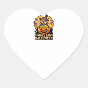 Sticker Cœur Nuit de citrouille bouledogue Halloween