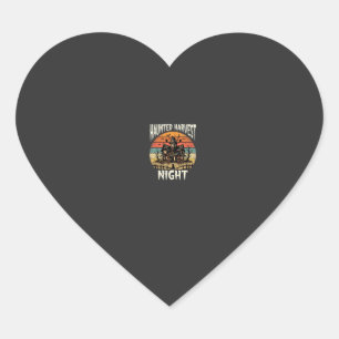 Sticker Cœur Nuit de citrouille hantée d'Halloween