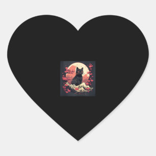 Sticker Cœur Nuit mystique Sakura_ Chat noir avec Pleine lune
