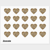 Sticker Cœur Numéro 60 Diamond Mariage Coeur brillant Or (Feuille)