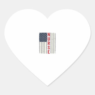 Sticker Cœur Nurse Drapeau Américain Vintage Gravure Design de 