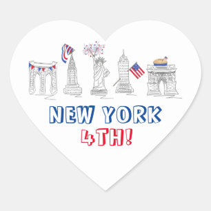 Sticker Cœur NYC New York 4 juillet monuments patriotiques