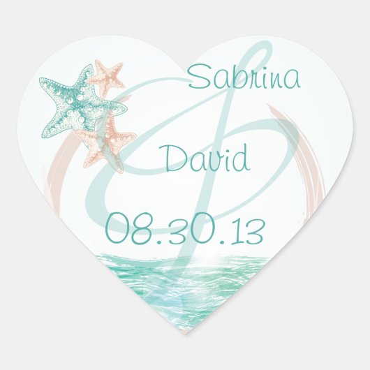 Sticker Cœur Ocean Breeze Beach Enveloppe de mariage (Devant)