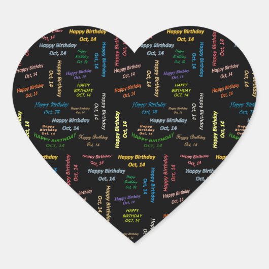 Sticker Cœur Octobre, 14 Anniversaire (Devant)