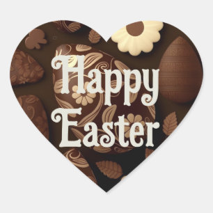Sticker Cœur Œufs de Pâques en chocolat personnalisables