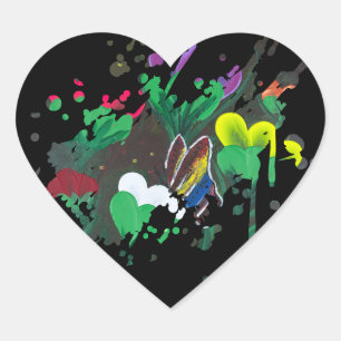 Sticker Cœur Œuvre d'art faite main - Papillon Bolssom