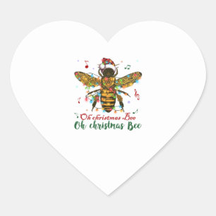 Sticker Cœur Oh Joyeux cadeau d'abeille de Noël