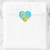 Sticker Cœur Oie-bébé jaune avec eau bleu clair (Sac)