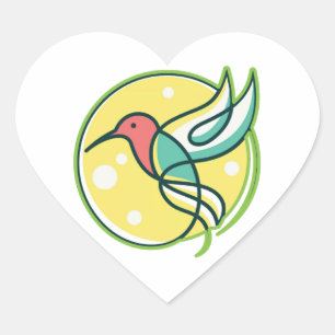 Sticker Cœur Oiseau d'art en ligne moderne
