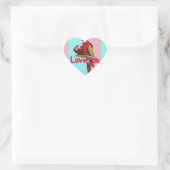 Sticker Cœur Oiseaux de Macaw Parrot rouge Peinture Amour (Sac)