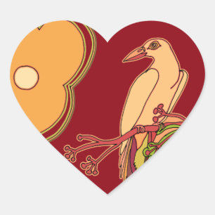 Sticker Cœur Oiseaux Fantaisistes