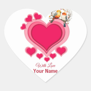 Sticker Cœur Oiseaux romantiques sur une branche Saint-Valentin