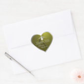 Sticker Cœur Olive Green Silver Frame Logo Monogram Merci (Enveloppe)