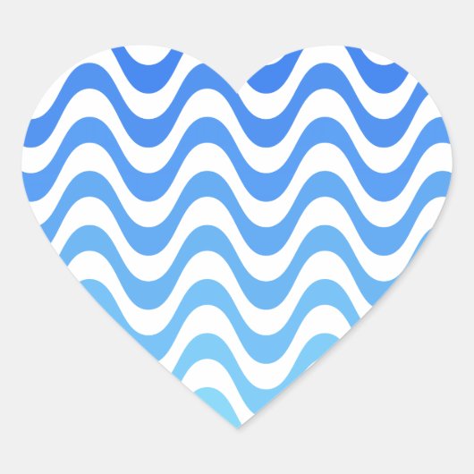 Sticker Cœur Ondes bleues dégradantes (Devant)