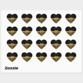 Sticker Coeur Or Bande Noire Or Bow (Feuille)