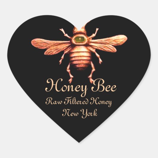 STICKER CŒUR OR HONEY BEE / BEEKEEPER BEEKEEPER COEUR NOIR (Devant)