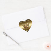 Sticker Coeur Or sur Papillon Or (Enveloppe)