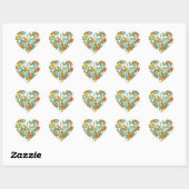 Sticker Cœur Orange Mariage Peony Rose Floral (Feuille)