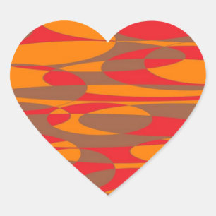 Sticker Cœur Orange, rouge et Brown elliptique
