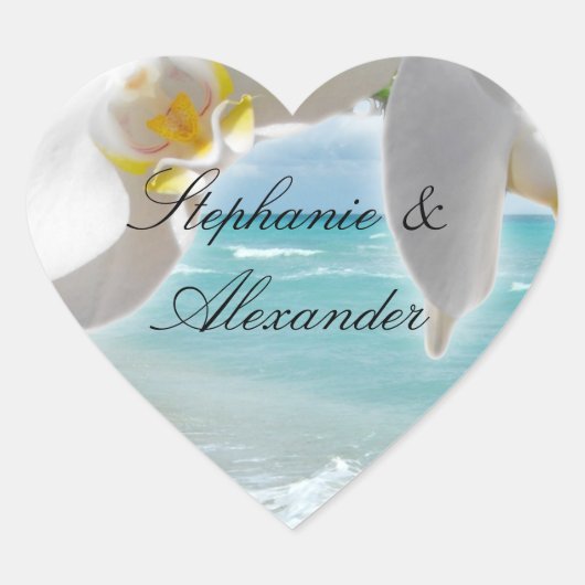 Sticker Cœur Orchidée Aqua Beach (Devant)