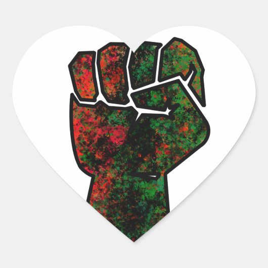 Sticker Cœur orgueil noir poing vert rouge pan drapeau africain (Devant)