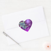 Sticker Cœur OUBLIEZ-MOI NOTES MONOGRAM, MARIAGE PARTI bleu vio (Enveloppe)