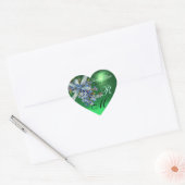 Sticker Cœur OUBLIEZ-MOI NOTES MONOGRAM, MARIAGE PARTI vert ble (Enveloppe)