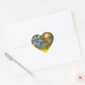 Sticker Cœur OUBLIEZ-MOI NOTES MONOGRAMME, MARIAGE JAUNE bleu (Enveloppe)