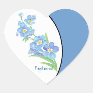 Sticker Cœur Oubliez-moi pas Custom Watercolor Garden Flower