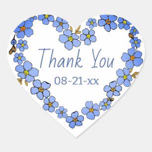 Sticker Cœur Oubliez-moi pas douce fleur d'été wreath classique