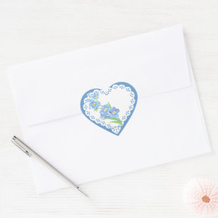 Sticker Cœur Oubliez-moi pas Personnalisé Aquarelle Jardin Fleu