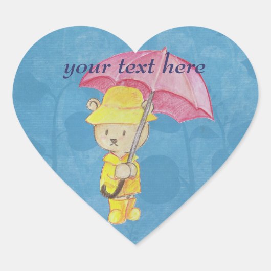 Sticker Cœur Ours en peluche en Raincoat (Devant)
