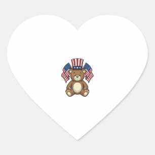 Sticker Cœur Ours en peluche patriotique vintage vector design_