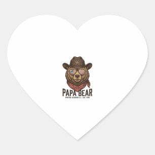 Sticker Cœur Ours Papa Ours Cowboy Patriotique Vintage Vecteur